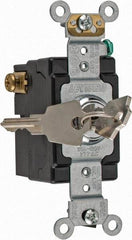 Leviton - 3 Pole, 120 to 277 VAC, 20 Amp, Industrial Grade, Key Lock, Wall and Dimmer Light Switch - 4.06 Inch High - Caliber Tooling