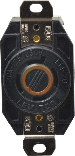 Leviton - 125/250 VAC, 20 Amp, L14-20R NEMA, Self Grounding Receptacle - 3 Poles, 4 Wire, Female End, Black - Caliber Tooling