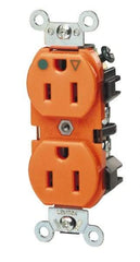 Leviton - 125 VAC, 20 Amp, 5-20R NEMA Configuration, Orange, Hospital Grade, Self Grounding Duplex Receptacle - 1 Phase, 2 Poles, 3 Wire, Flush Mount, Impact Resistant - Caliber Tooling