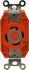 Leviton - 250 VAC, 30 Amp, L15-30R NEMA Configuration, Orange, Industrial Grade, Isolated Ground Single Receptacle - 3 Phase, 3 Poles, 4 Wire, Flush Mount - Caliber Tooling