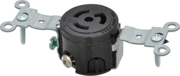 Leviton - 125 VAC, 15 Amp, L5-15R NEMA, Self Grounding Receptacle - 2 Poles, 3 Wire, Female End, Black - Caliber Tooling