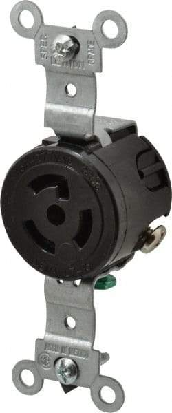 Leviton - 277 VAC, 15 Amp, L7-15R NEMA, Self Grounding Receptacle - 2 Poles, 3 Wire, Female End, Black - Caliber Tooling