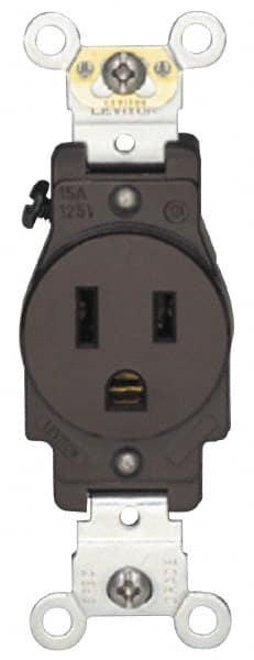 Hubbell Wiring Device-Kellems - 125 VAC, 30 Amp, 5-30R NEMA Configuration, Black/White, Industrial Grade, Self Grounding Single Receptacle - 1 Phase, 2 Poles, 3 Wire, Flush Mount - Caliber Tooling