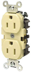 Hubbell Wiring Device-Kellems - 250 VAC, 15 Amp, 6-15R NEMA Configuration, Brown, Specification Grade, Self Grounding Duplex Receptacle - 1 Phase, 2 Poles, 3 Wire, Flush Mount - Caliber Tooling