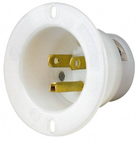 Leviton - 125 VAC, 15 Amp, 5-15P NEMA Configuration, White, Industrial Grade, Self Grounding Single Receptacle - 1 Phase, 2 Poles, 3 Wire, Flush Mount, Corrosion and Impact Resistant - Caliber Tooling