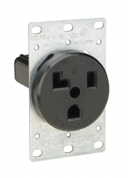 Leviton - 125 VAC, 30 Amp, 5-30P NEMA Configuration, Black, Industrial Grade, Self Grounding Single Receptacle - 1 Phase, 2 Poles, 3 Wire, Flush Mount, Tamper Resistant - Caliber Tooling