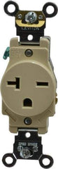 Leviton - 250 VAC, 20 Amp, 6-20R NEMA Configuration, Ivory, Industrial Grade, Self Grounding Single Receptacle - 1 Phase, 2 Poles, 3 Wire, Flush Mount, Impact and Tamper Resistant - Caliber Tooling