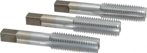 Made in USA - 3/4-10 UNC, 4 Flute, Bottoming, Plug & Taper, Chrome Finish, High Speed Steel Tap Set - Right Hand Cut, 4-1/4" OAL, 2" Thread Length, 2B/3B Class of Fit - Caliber Tooling