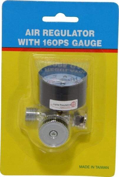 PRO-SOURCE - 1/4 NPT Port, Zinc Dial Air Regulator - 10 to 120 psi Range, 120 Max psi Supply Pressure, 1/4" Gauge Port Thread, 1.97" Wide x 1.97" High - Caliber Tooling