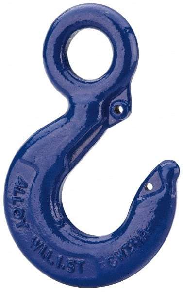 Value Collection - 2,000 Lb Capacity, Alloy Steel Eye Hook - 0.93" Hook Throat, 3.13" Reach, 3/4" Eye ID, 4.37" OAL, Plain Finish - Caliber Tooling