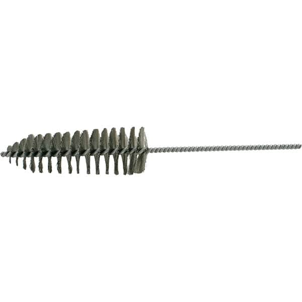 Brush Research Mfg. - 2-1/4" Diam Helical Stainless Steel Tube Brush - Single Spiral, 0.006" Filament Diam, 6-1/2" Brush Length, 14" OAL, 0.245" Diam Galvanized Steel Shank - Caliber Tooling