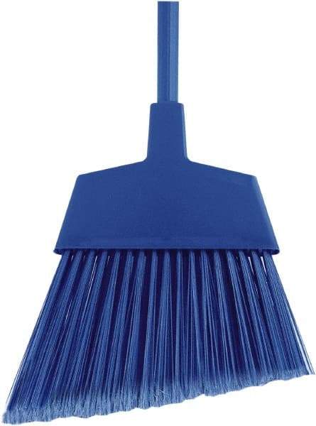 O-Cedar - 12" Wide, Blue Polypropylene Bristles, 48" Metal Handle, Angled Broom - Flagged - Caliber Tooling