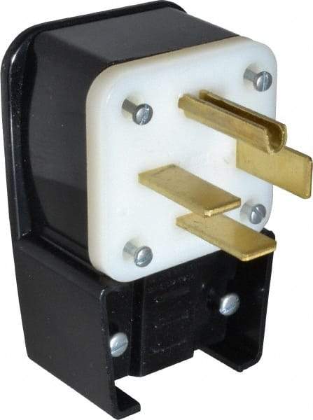 Leviton - 250 VAC, 60 Amp, 15-60P NEMA, Angled, Self Grounding, Industrial Grade Plug - 3 Pole, 4 Wire, 3 Phase, Nylon, Black - Caliber Tooling