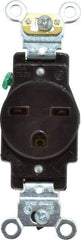 Leviton - 250 VAC, 15 Amp, 6-15R NEMA Configuration, Brown, Industrial Grade, Self Grounding Single Receptacle - 1 Phase, 2 Poles, 3 Wire, Flush Mount, Impact Resistant - Caliber Tooling