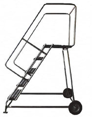 Ballymore - 93" 6 Step Ladder - Rolling Safety Ladder, 300 Lb Capacity, 60" Platform Height, 30" Base Width x 49" Depth, Solid Ribbed Tread - Caliber Tooling