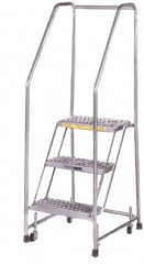 Ballymore - 58-1/2" 3 Step Ladder - 300 Lb Capacity, 28-1/2" Platform Height, 30" Base Width x 25" Depth, Heavy-Duty Serrated Grating - Caliber Tooling