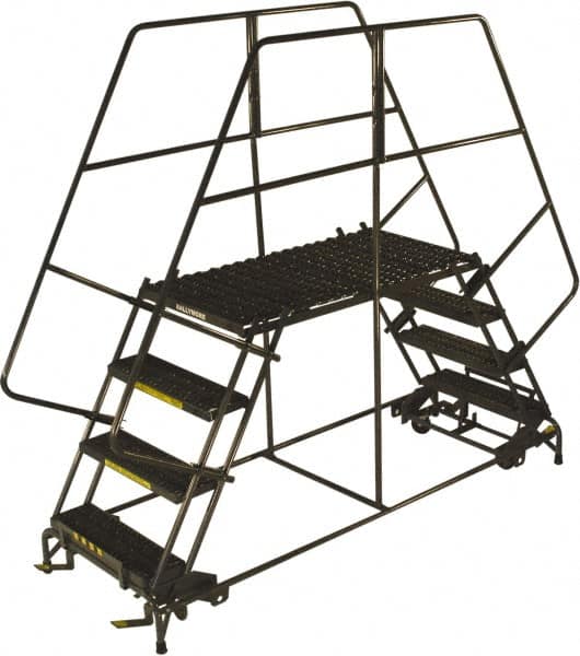 Ballymore - 68" 3 Step Double Entry Work Platform - Rolling Work Platform, 800 Lb Capacity, 30" Platform Height, 33" Base Width x 96" Base Depth, Grip Strut - Caliber Tooling