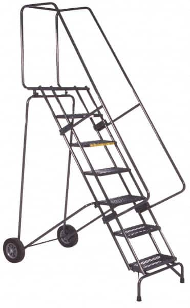 Ballymore - 153" 12 Step Ladder - 350 Lb Capacity, 120" Platform Height, 30" Base Width x 88" Base Depth, Perforated Tread - Caliber Tooling