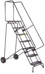 Ballymore - 83" 5 Step Ladder - 350 Lb Capacity, 50" Platform Height, 30" Base Width x 46" Base Depth, Heavy-Duty Serrated Grating - Caliber Tooling