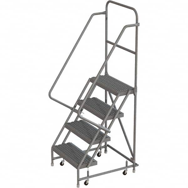 TRI-ARC - 76" 4 Step Rolling Platform Ladder - 450 Lb Capacity, 40" Platform Height, 30" Base Width x 35" Depth, Serrated Tread - Caliber Tooling