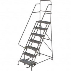 TRI-ARC - 103" 7 Step Ladder - 350 Lb Capacity, 70" Platform Height, 30" Base Width x 56" Depth, Heavy-Duty Serrated Grating - Caliber Tooling