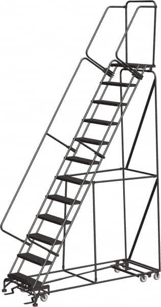 Ballymore - 153" 12 Step Ladder - Rolling Safety Ladder, 450 Lb Capacity, 120" Platform Height, 32" Base Width x 87" Depth, Abrasive Mat Tread - Caliber Tooling