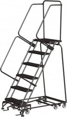 Ballymore - 93" 6 Step All-Directional Ladder - Rolling Safety Ladder, 450 Lb Capacity, 60" Platform Height, 30" Base Width x 49" Depth, Perforated Tread - Caliber Tooling