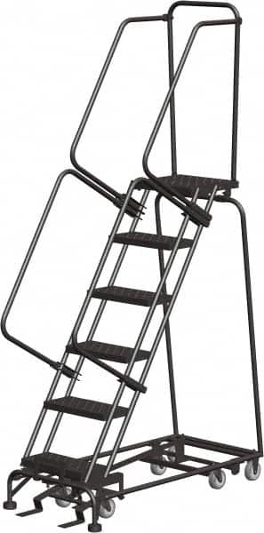 Ballymore - 93" 6 Step All-Directional Ladder - Rolling Safety Ladder, 450 Lb Capacity, 60" Platform Height, 24" Base Width x 49" Depth, Perforated Tread - Caliber Tooling