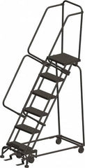 Ballymore - 93" 6 Step Ladder - 300 Lb Capacity, 60" Platform Height, 24" Base Width x 49" Depth, Heavy-Duty Serrated Grating - Caliber Tooling