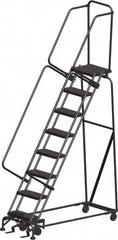 Ballymore - 113" 8 Step Ladder - Rolling Safety Ladder, 450 Lb Capacity, 80" Platform Height, 24" Base Width x 61" Depth, Heavy-Duty Serrated Grating - Caliber Tooling