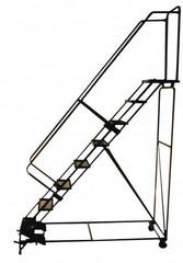 Ballymore - 103" 7 Step Ladder - Rolling Safety Ladder, 450 Lb Capacity, 70" Platform Height, 30" Base Width x 69" Depth, Expanded Metal Tread - Caliber Tooling