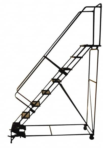 Ballymore - 113" 8 Step Ladder - Rolling Safety Ladder, 450 Lb Capacity, 80" Platform Height, 24" Base Width x 76" Depth, Abrasive Mat Tread - Caliber Tooling