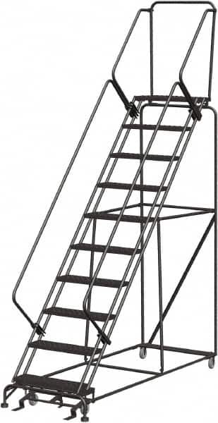 Ballymore - 133" 10 Step Ladder - 350 Lb Capacity, 100" Platform Height, 32" Base Width x 97" Depth, Expanded Metal Tread - Caliber Tooling