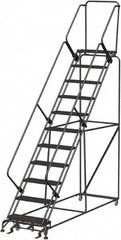 Ballymore - 143" 11 Step Ladder - 350 Lb Capacity, 110" Platform Height, 32" Base Width x 106" Depth, Expanded Metal Tread - Caliber Tooling