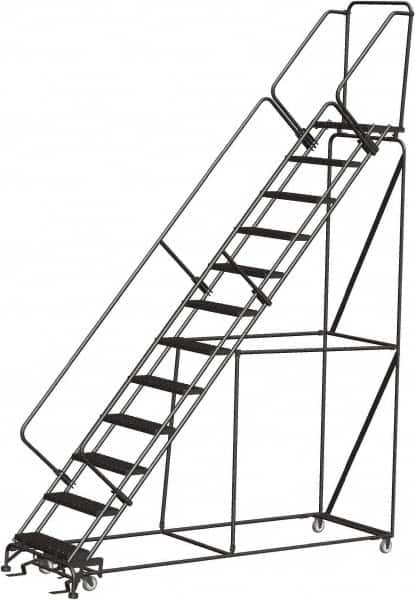 Ballymore - 153" 12 Step Ladder - 350 Lb Capacity, 120" Platform Height, 32" Base Width x 116" Depth, Expanded Metal Tread - Caliber Tooling