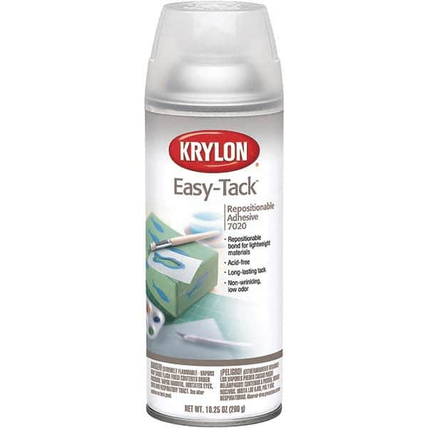 Krylon - 11 oz Aerosol Clear Spray Adhesive - Low Tack, 120°F Heat Resistance, 15 Sq Ft Coverage, Low Strength Bond, 180 min Max Bonding Time, Flammable - Caliber Tooling