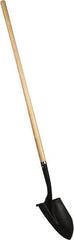 PRO-SOURCE - 11" High x 9-1/2" Wide Round Steel Shovel - 48" Long Wood Straight Handle, Front Turned - Caliber Tooling