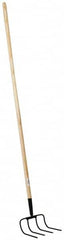 PRO-SOURCE - Refuse Hook with 54" Straight Wood Handle - 7-7/8" Blade Width, 4 Tines, 9" Tine Length - Caliber Tooling