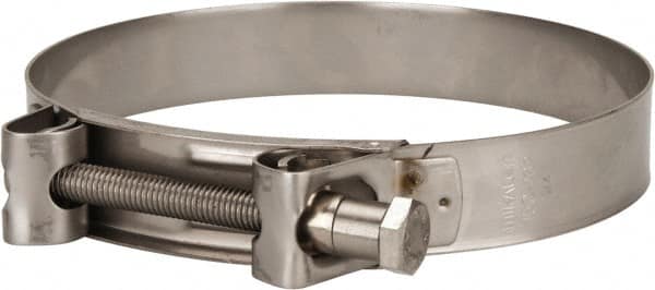 Mikalor - 6" Hose, 1.1" Wide x 0.051" Thick, T-Bolt Hose Clamp - 5.91 to 6.38" Diam, Stainless Steel - Caliber Tooling