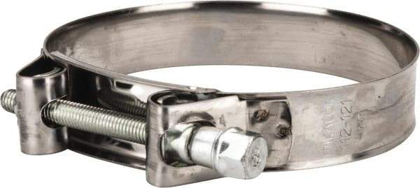 Mikalor - 4-1/2" Hose, 0.98" Wide x 0.04" Thick, T-Bolt Hose Clamp - 4.41 to 4.76" Diam, Stainless Steel Band, Housing & Zinc Plated Screw - Caliber Tooling