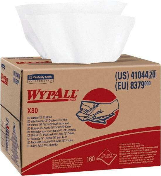 WypAll - X80 Dry Shop Towel/Industrial Wipes - Brag Box/Double Top Box, 16-3/4" x 12-1/2" Sheet Size, White - Caliber Tooling