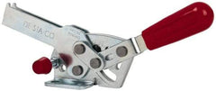 De-Sta-Co - 560 Lb Holding Capacity, Horizontal Handle, Manual Hold Down Toggle Clamp - 69° Handle Movement, 73° Bar Opening, U-Bar, Flanged Base, Electro-Plated Zinc, Carbon Steel - Caliber Tooling