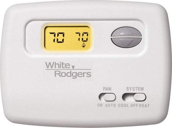 White-Rodgers - 45 to 90°F, 1 Heat, 1 Cool, Digital Nonprogrammable Thermostat - 20 to 30 Volts, Horizontal Mount, Manual Switch - Caliber Tooling