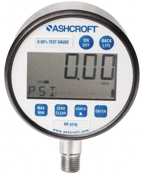 Ashcroft - 3" Dial, 1/4 Thread, 0-160 Scale Range, Pressure Gauge - Lower Connection Mount, Accurate to 0.1% of Scale - Caliber Tooling