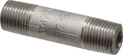 Merit Brass - Schedule 80, 1/8" Pipe x 1-1/2" Long, Grade 304/304L Stainless Steel Pipe Nipple - Seamless & Threaded - Caliber Tooling