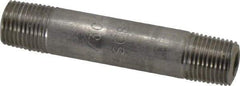 Merit Brass - Schedule 80, 1/8" Pipe x 2" Long, Grade 304/304L Stainless Steel Pipe Nipple - Seamless & Threaded - Caliber Tooling