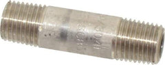 Merit Brass - Schedule 80, 1/4" Pipe x 2" Long, Grade 304/304L Stainless Steel Pipe Nipple - Seamless & Threaded - Caliber Tooling