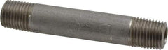 Merit Brass - Schedule 80, 1/4" Pipe x 3" Long, Grade 304/304L Stainless Steel Pipe Nipple - Seamless & Threaded - Caliber Tooling