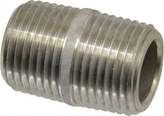 Merit Brass - Schedule 80, 3/8" Pipe x 1" Long, Grade 304/304L Stainless Steel Pipe Nipple - Seamless & Threaded - Caliber Tooling