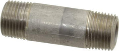 Merit Brass - Schedule 80, 3/8" Pipe x 2" Long, Grade 304/304L Stainless Steel Pipe Nipple - Seamless & Threaded - Caliber Tooling